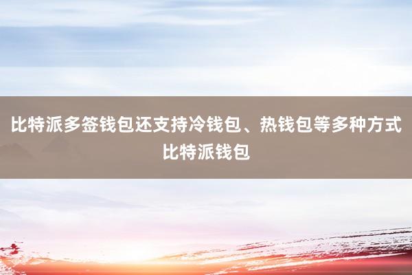   比特派多签钱包还支持冷钱包、热钱包等多种方式比特派钱包