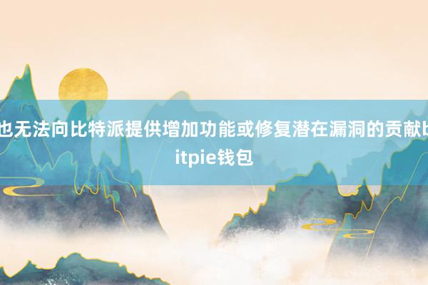   也无法向比特派提供增加功能或修复潜在漏洞的贡献bitpie钱包