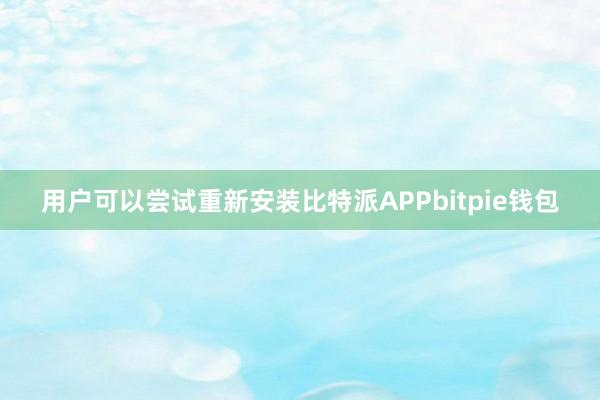   用户可以尝试重新安装比特派APPbitpie钱包