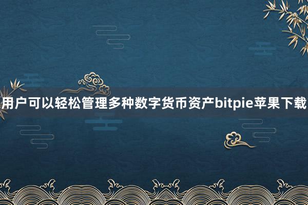   用户可以轻松管理多种数字货币资产bitpie苹果下载