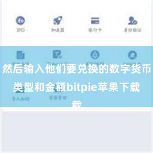 然后输入他们要兑换的数字货币类型和金额bitpie苹果下载